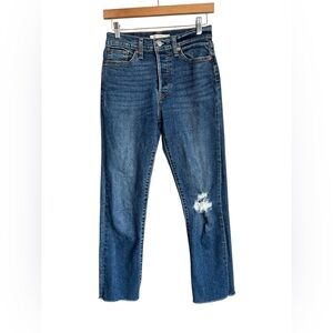 Levi’s Strauss wedgie straight leg button fly jeans size 27 distressed  boho